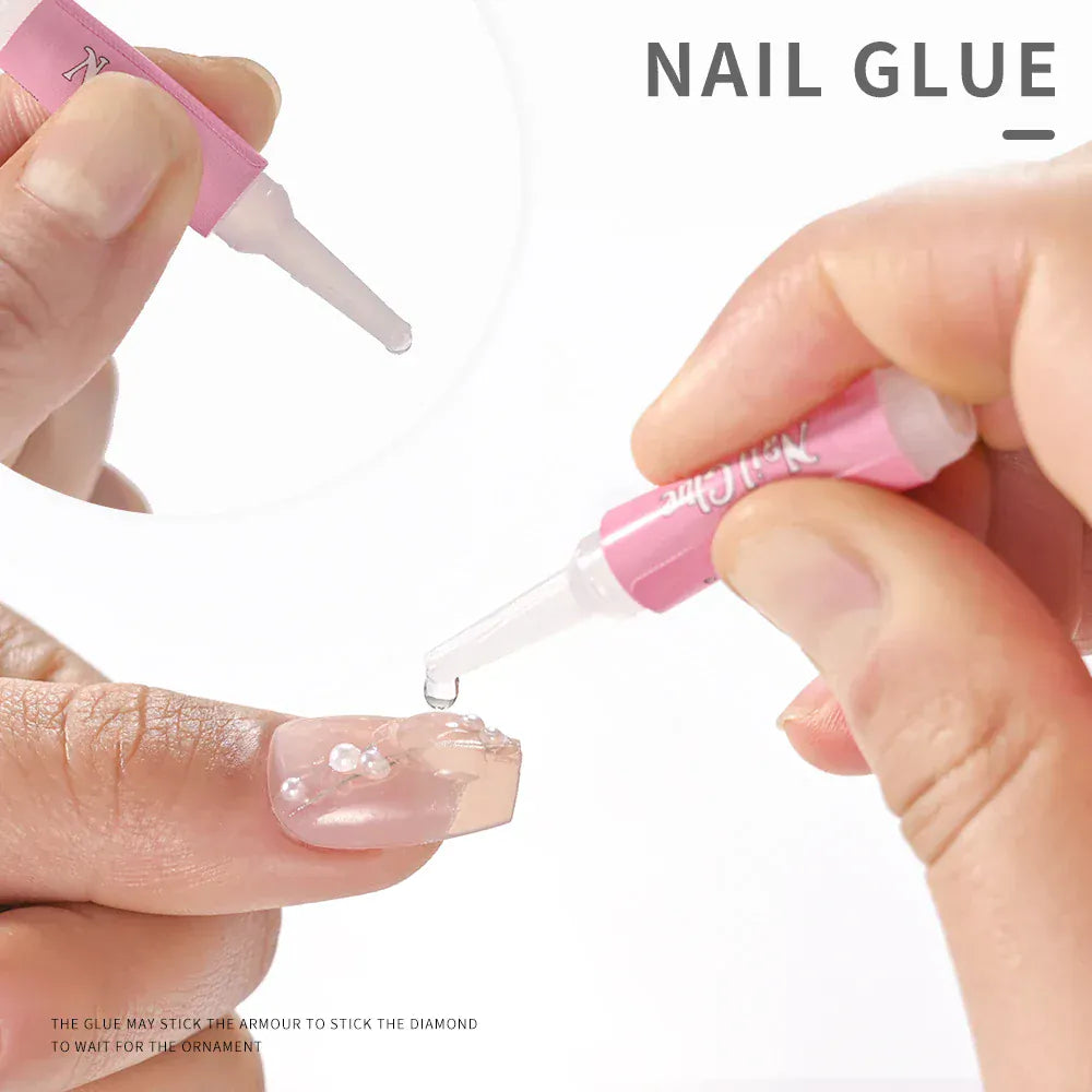 Nail Glue 100pcs - Super Strong Professional Adhesive | Wahooly 100Pcs Super Strong Nail Glue for Acrylic Nails Press On Nails Professional Nail Adhesive Bond Nail Tips Glue Long Lasting Glue