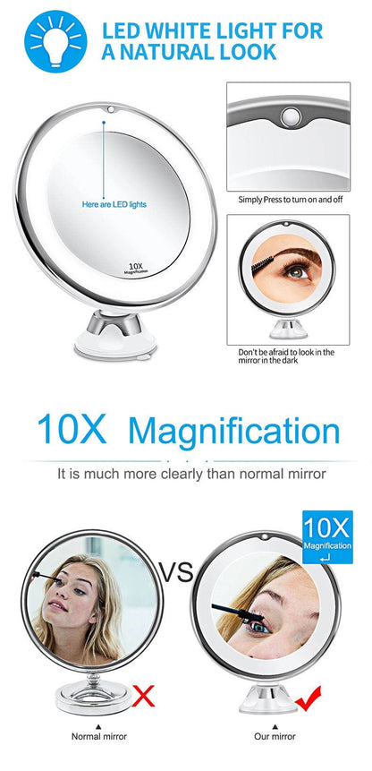 10x Magnifying Vanity Mirror with Lights Touch Screen LED Lighting 10x Magnifying Vanity Mirror with Lights Touch Screen LED Lighting