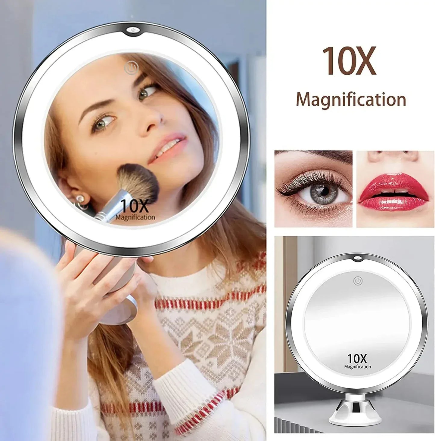 10x Magnifying Vanity Mirror with Lights Touch Screen LED Lighting 10x Magnifying Vanity Mirror with Lights Touch Screen LED Lighting