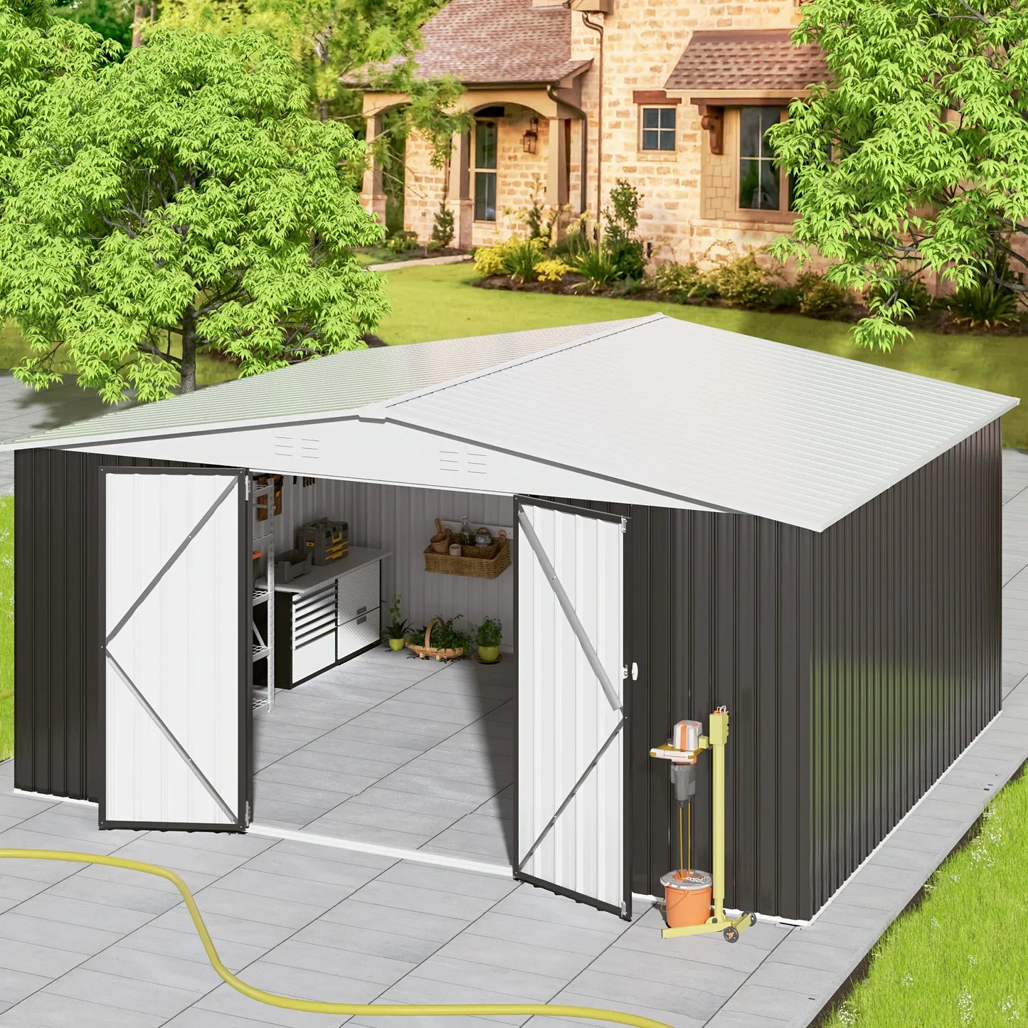 10x12/12x14FT Galvanized Steel Storage Shed 10x12/12x14FT Galvanized Steel Storage Shed