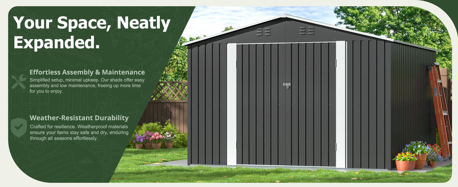 10x12/12x14FT Galvanized Steel Storage Shed 10x12/12x14FT Galvanized Steel Storage Shed