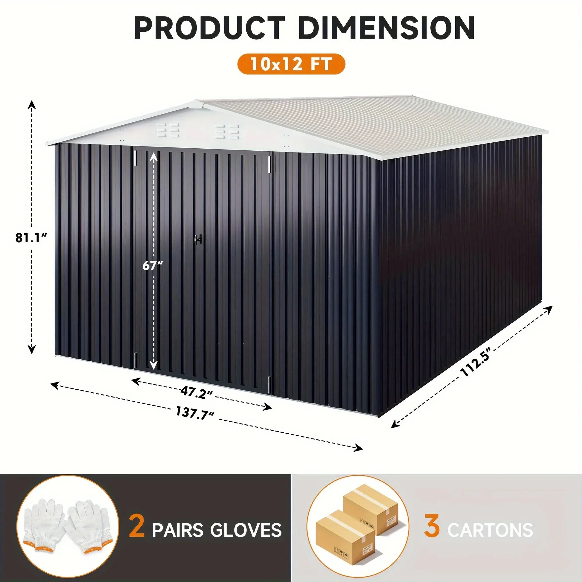 10x12/12x14FT Galvanized Steel Storage Shed 10x12/12x14FT Galvanized Steel Storage Shed