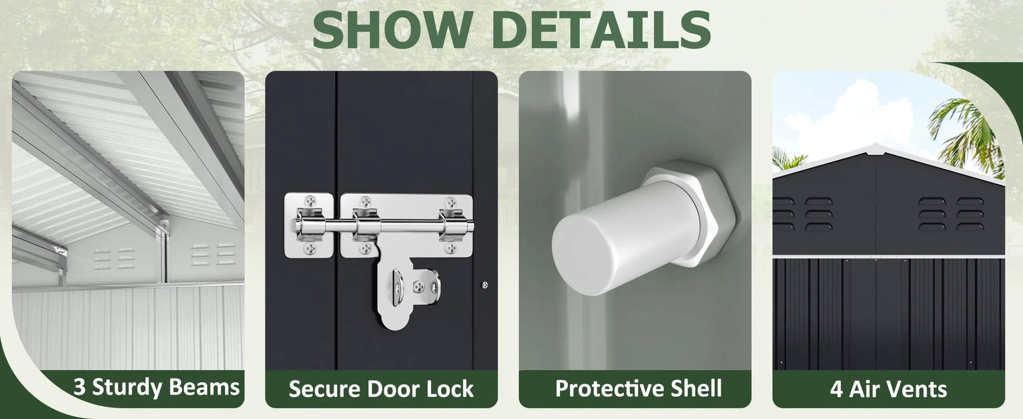 10x12/12x14FT Galvanized Steel Storage Shed 10x12/12x14FT Galvanized Steel Storage Shed