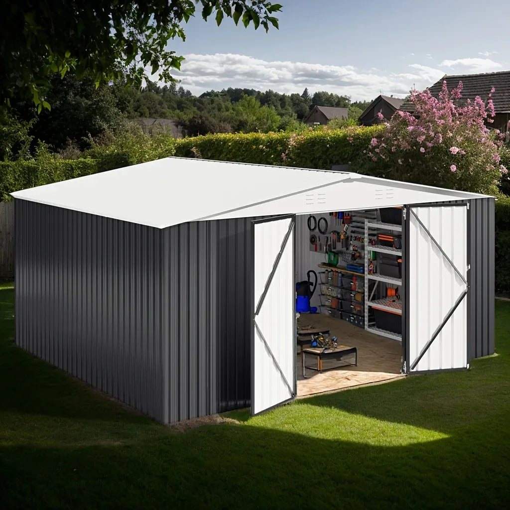 10x12/12x14FT Galvanized Steel Storage Shed 10x12/12x14FT Galvanized Steel Storage Shed