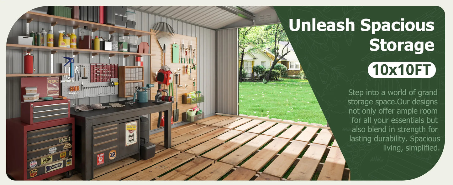 10x12/12x14FT Galvanized Steel Storage Shed 10x12/12x14FT Galvanized Steel Storage Shed