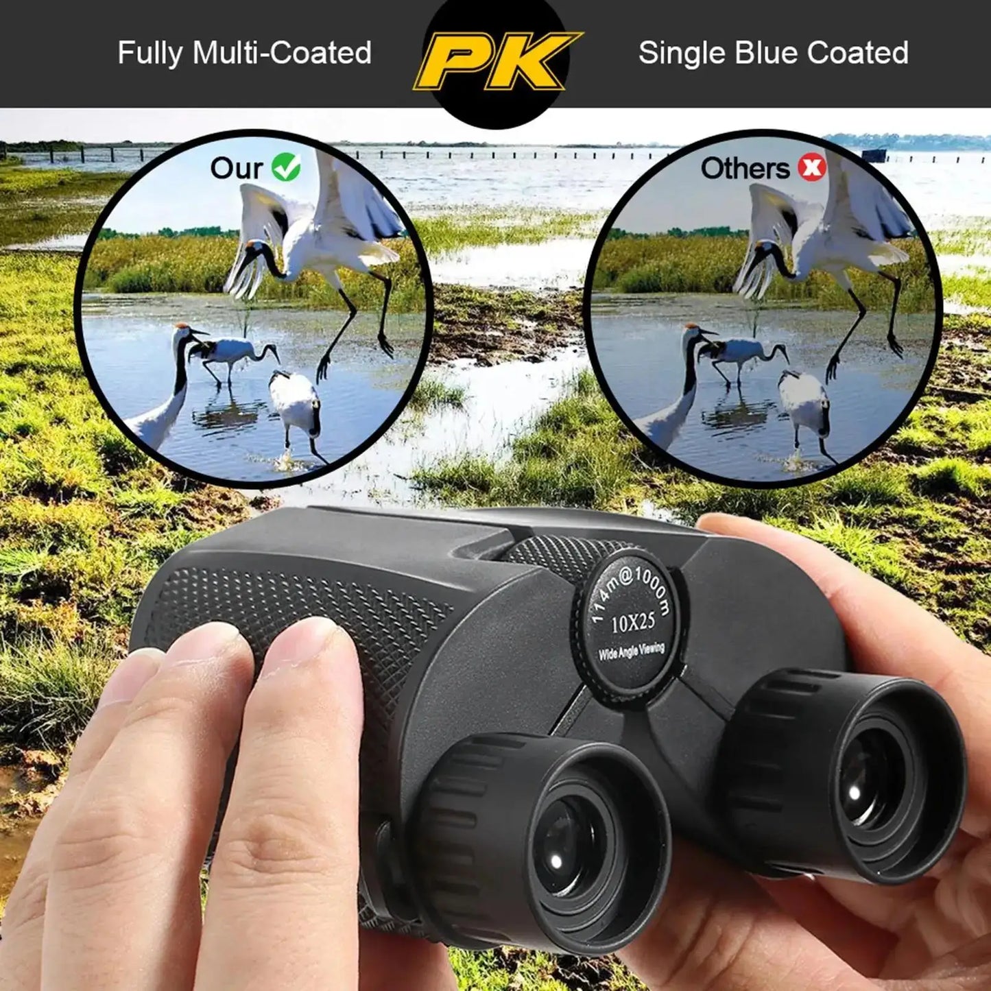 10x25 Compact Binoculars - BaK4 Prism for Bird Watching, Concerts & Travel 10x25 Binoculars,Large View Compact Telescopes for Adults/Kids Bird Watching Outdoor Travel Sightseeing Concerts Hunting Hiking
