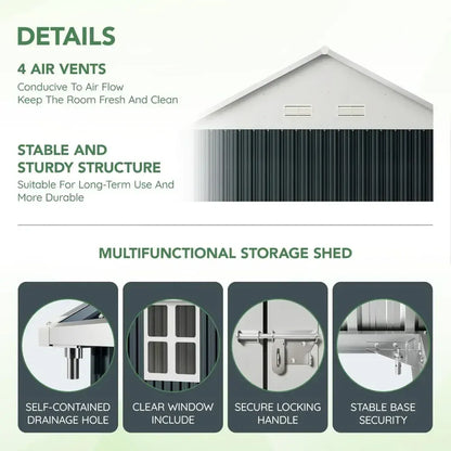 10X8FT Outdoor Steel Storage Shed with Lockable Doors 10X8FT Outdoor Steel Storage Shed with Lockable Doors