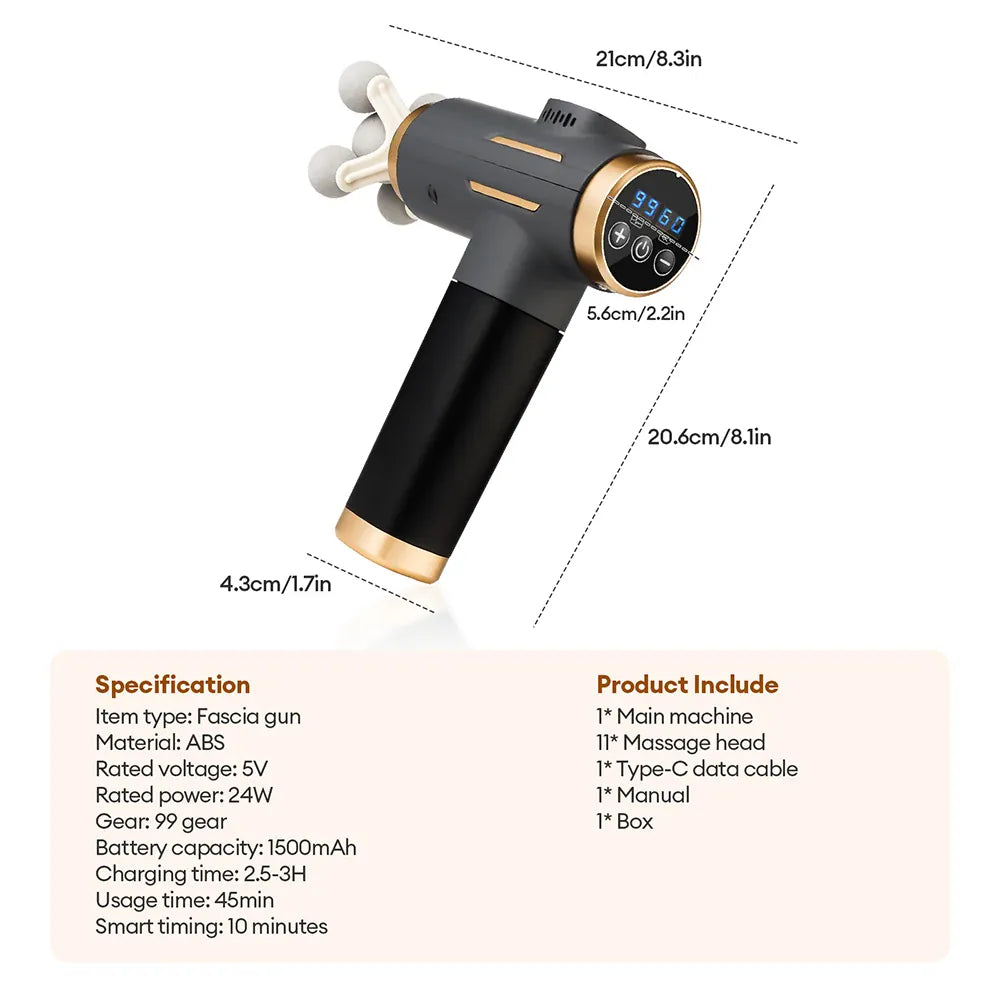 11-in-1 Electric Massage Gun – 99-Level Deep Tissue Percussion Massager 11-in-1 Electric Massage Gun – 99-Level Deep Tissue Percussion Massager with Fast Charging