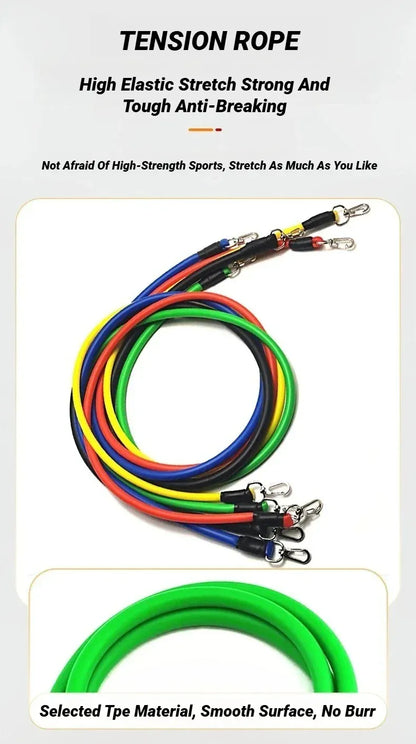 11-Piece Resistance Band Set – TPE Pull Rope, Ankle Strap & Chest Expander | Wahooly 11-Piece Resistance Band Set – TPE Pull Rope, Ankle Strap & Chest Expander Kit