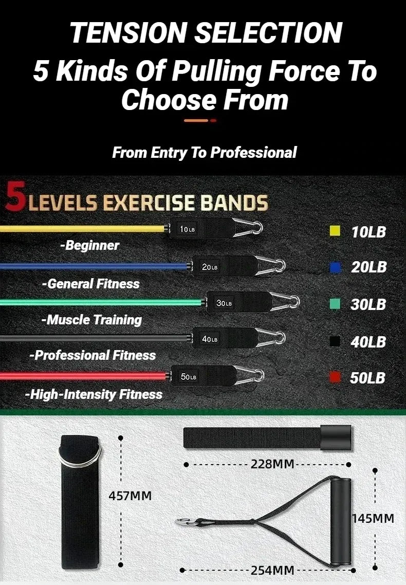 11-Piece Resistance Band Set – TPE Pull Rope, Ankle Strap & Chest Expander | Wahooly 11-Piece Resistance Band Set – TPE Pull Rope, Ankle Strap & Chest Expander Kit