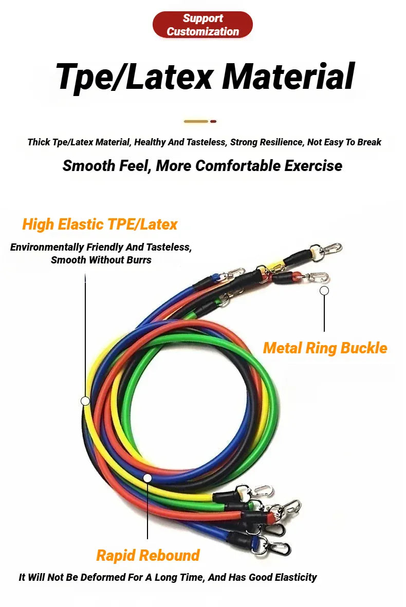 11-Piece Resistance Band Set – TPE Pull Rope, Ankle Strap & Chest Expander | Wahooly 11-Piece Resistance Band Set – TPE Pull Rope, Ankle Strap & Chest Expander Kit