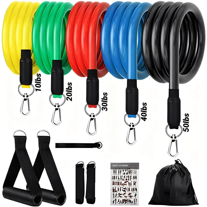 11-Piece Resistance Band Set – TPE Pull Rope, Ankle Strap & Chest Expander | Wahooly 11-Piece Resistance Band Set – TPE Pull Rope, Ankle Strap & Chest Expander Kit