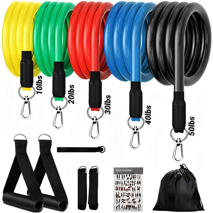 11-Piece Resistance Band Set – TPE Pull Rope, Ankle Strap & Chest Expander | Wahooly 11-Piece Resistance Band Set – TPE Pull Rope, Ankle Strap & Chest Expander Kit