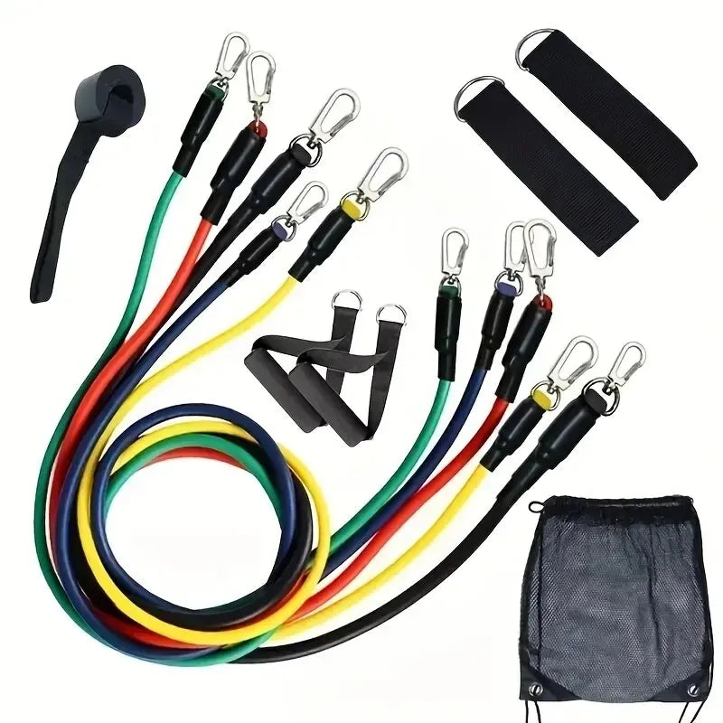 11-Piece Resistance Tube Band Set – Door Anchor, Ankle Straps & 125LB | Wahooly 11-Piece Resistance Tube Band Set – Door Anchor, Ankle Straps & Carry Bag Included