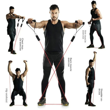 11-Piece Resistance Tube Band Set – Door Anchor, Ankle Straps & 125LB | Wahooly 11-Piece Resistance Tube Band Set – Door Anchor, Ankle Straps & Carry Bag Included