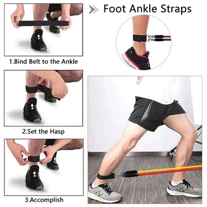 11-Piece Resistance Tube Band Set – Door Anchor, Ankle Straps & 125LB | Wahooly 11-Piece Resistance Tube Band Set – Door Anchor, Ankle Straps & Carry Bag Included