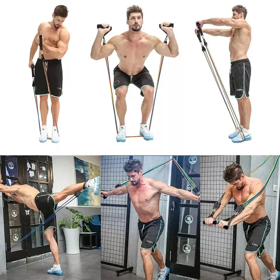 11-Piece Resistance Tube Band Set – Door Anchor, Ankle Straps & 125LB | Wahooly 11-Piece Resistance Tube Band Set – Door Anchor, Ankle Straps & Carry Bag Included