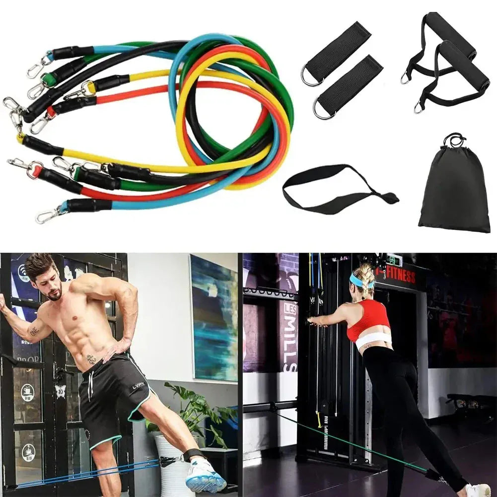 11-Piece Resistance Tube Band Set – Door Anchor, Ankle Straps & 125LB | Wahooly 11-Piece Resistance Tube Band Set – Door Anchor, Ankle Straps & Carry Bag Included