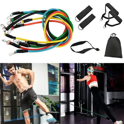 11-Piece Resistance Tube Band Set – Door Anchor, Ankle Straps & 125LB | Wahooly 11-Piece Resistance Tube Band Set – Door Anchor, Ankle Straps & Carry Bag Included