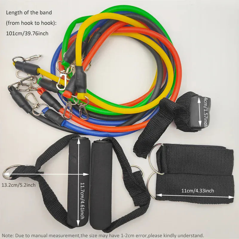 11PCs/Set 100LB Resistance Bands Set 11PCs/Set 100LB Resistance Bands Set