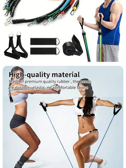 11pcs TPE Resistance Band Set Fitness Band Pull Rope Elastic Training Band With Door Anchor Handles Carry Bag Legs Ankle Straps 11pcs TPE Resistance Band Set Fitness Band Pull Rope Elastic Training Band With Door Anchor Handles Carry Bag Legs Ankle Straps