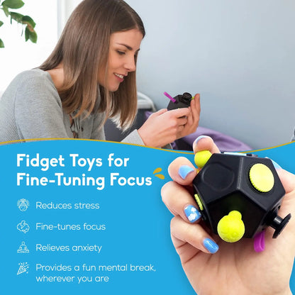 12-Sided Fidget Cube - Ultimate Stress Relief for Anxiety & ADHD 12-Sided Fidget Cube - Ultimate Stress Relief Toy for Anxiety, ADHD & Focus