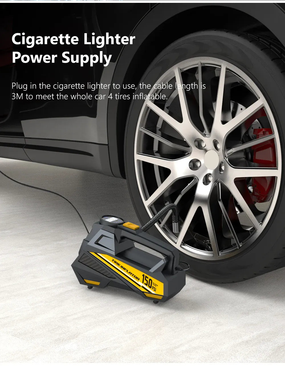 12V 150PSI Tire Inflator – 22-Cylinder Motor, Auto Shut-Off & LED Display | Wahooly 12V 150PSI Tire Inflator with 22-Cylinder Motor – Inflates R16 Tire in 6 Min, LED Display & Auto Shut-Off