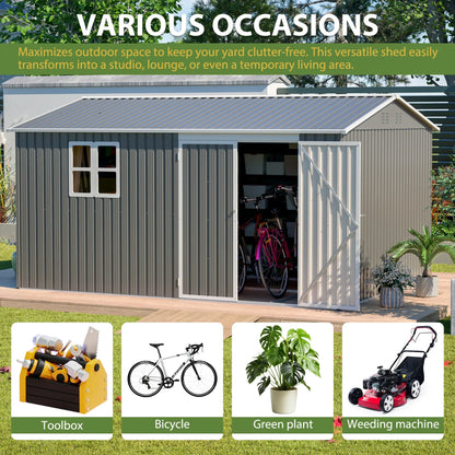 12x10FT Grey Metal Outdoor Storage Shed 12x10FT Grey Metal Outdoor Storage Shed