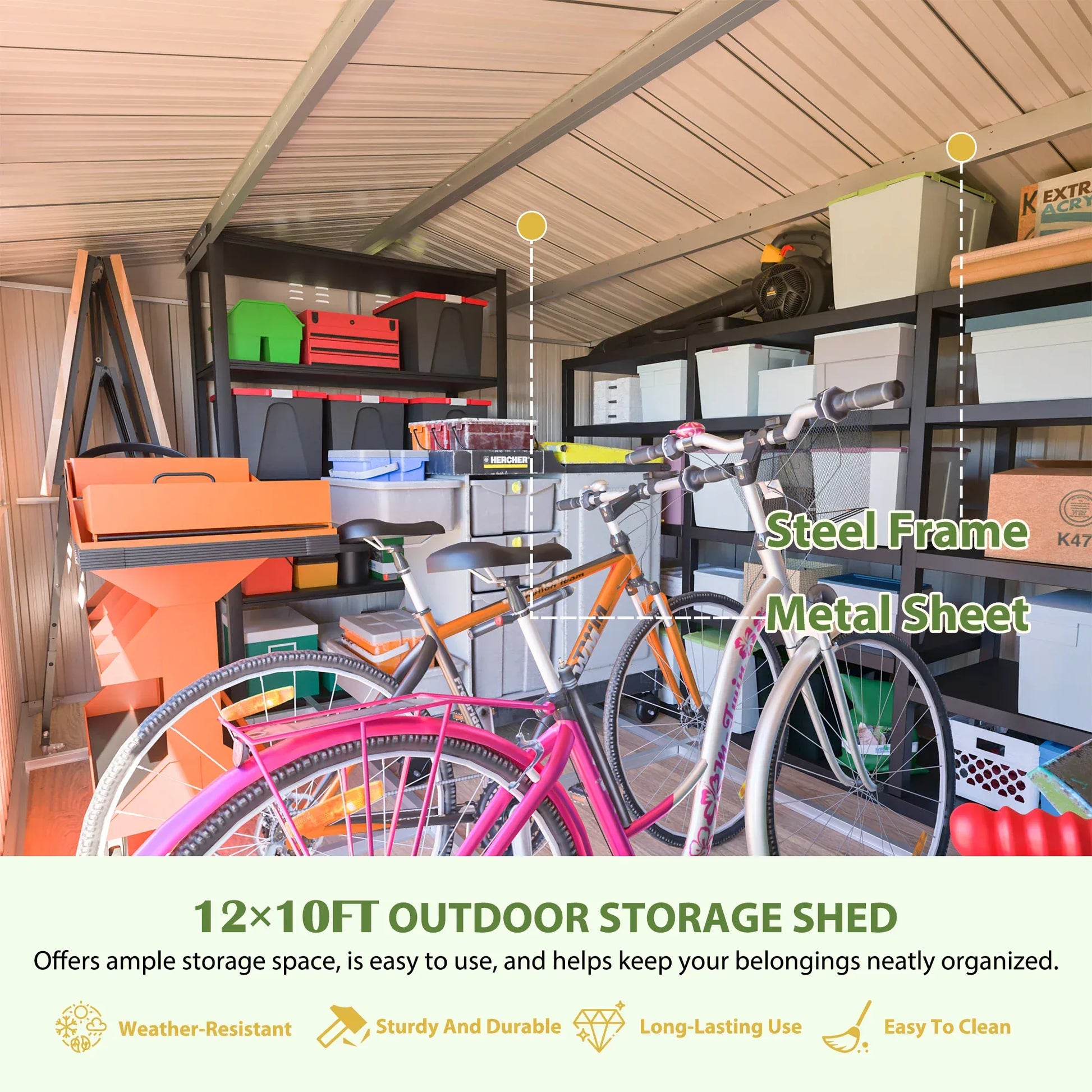 12x10FT Grey Metal Outdoor Storage Shed 12x10FT Grey Metal Outdoor Storage Shed
