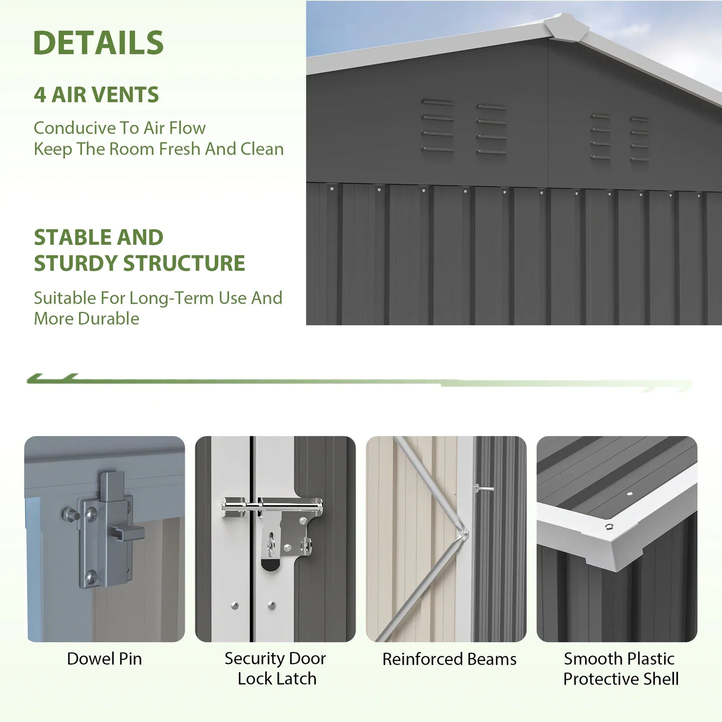 12x10FT Grey Metal Outdoor Storage Shed 12x10FT Grey Metal Outdoor Storage Shed