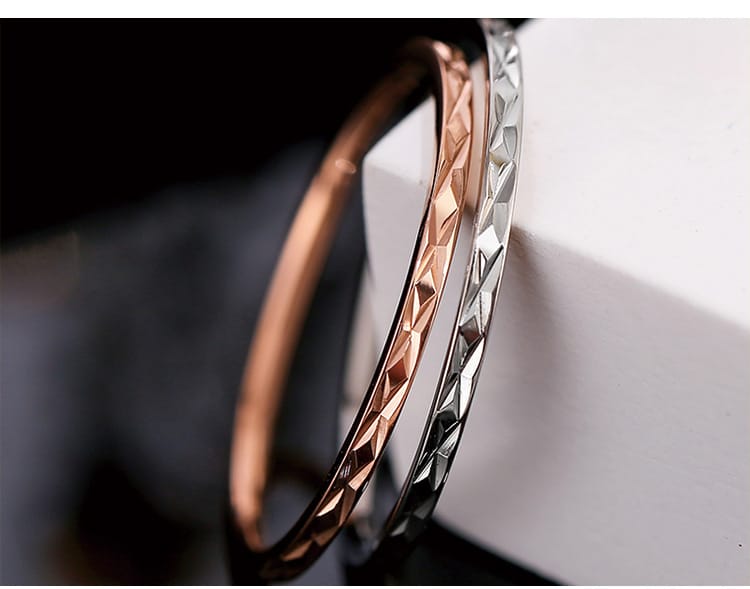 Korean Style Diamond Stainless Steel Ring – Unisex Geometric Band
