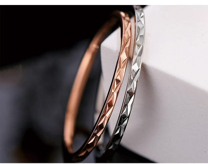 Korean Style Diamond Stainless Steel Ring – Unisex Geometric Band