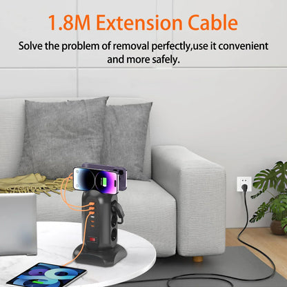15-in-1 tower power strip 2500W, 9 sockets, 6 USB charging ports, retractable 1.8-meter extension cord expansion plug 15-in-1 tower power strip 2500W, 9 sockets, 6 USB charging ports, retractable 1.8-meter extension cord expansion plug
