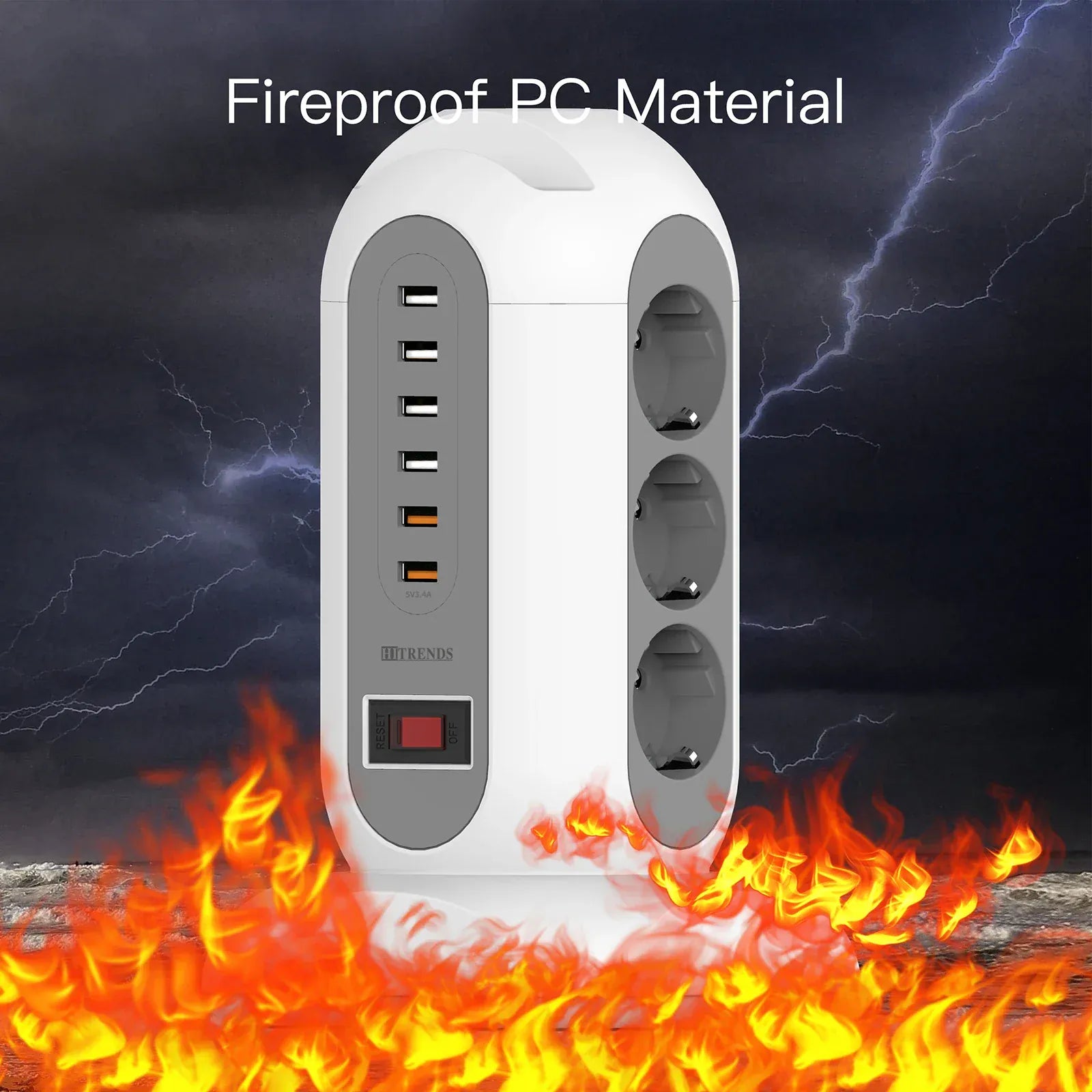 15-in-1 tower power strip 2500W, 9 sockets, 6 USB charging ports, retractable 1.8-meter extension cord expansion plug 15-in-1 tower power strip 2500W, 9 sockets, 6 USB charging ports, retractable 1.8-meter extension cord expansion plug