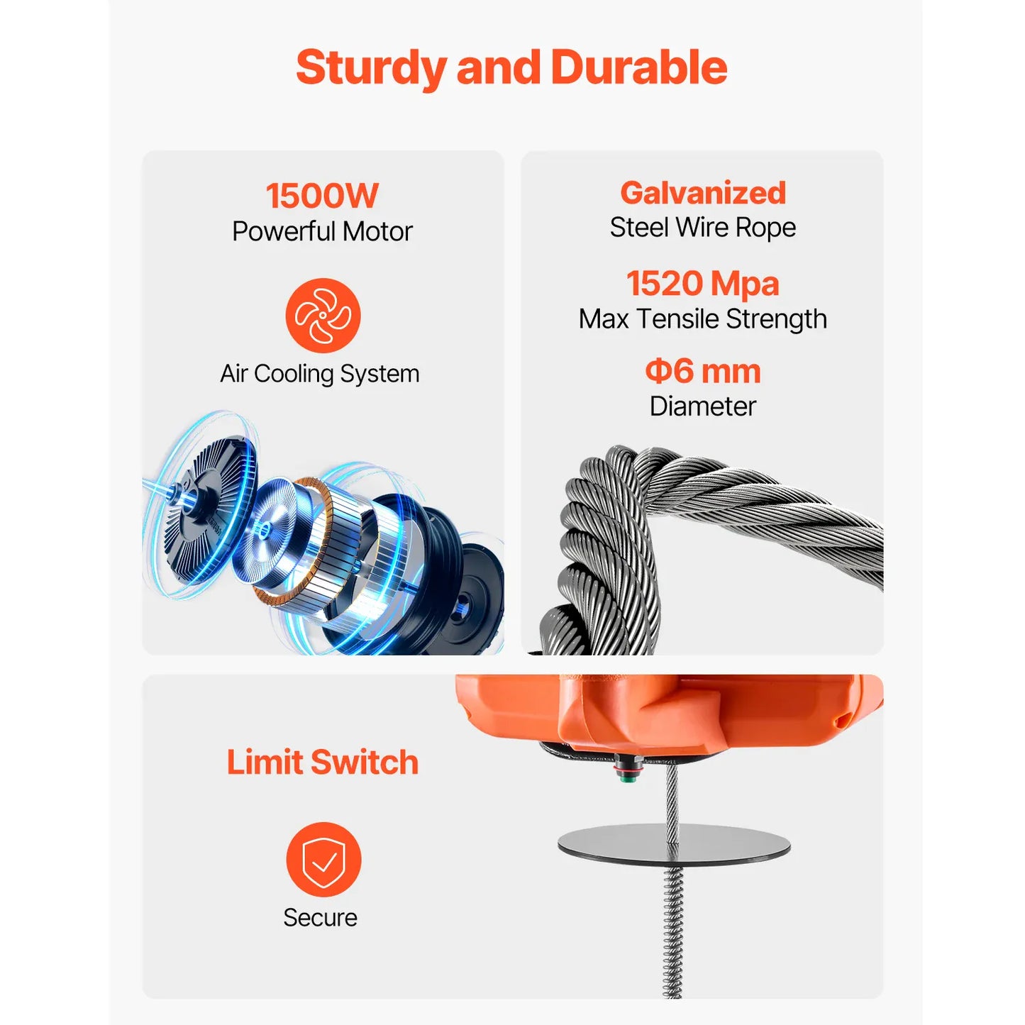 1500W Electric Hoist Winch | 1,100 lb, 30 ft Lift, 3-in-1 Control | Garage & Warehouse — Wahooly 1500W Electric Hoist Winch | 1,100 lb Capacity | 30 ft Lift | 3-in-1 Control | Garage, Warehouse & Construction