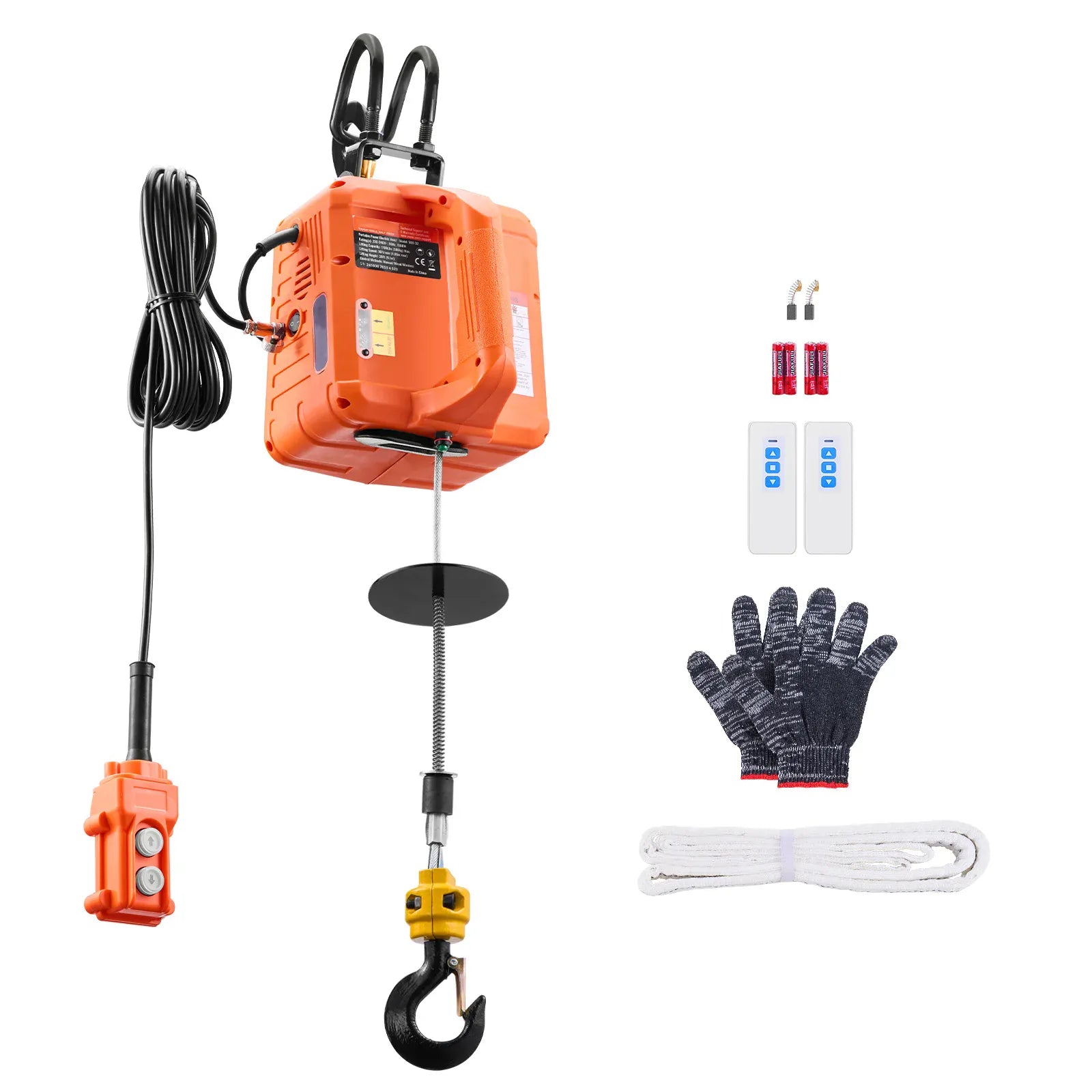 1500W Electric Hoist Winch | 1,100 lb, 30 ft Lift, 3-in-1 Control | Garage & Warehouse — Wahooly 1500W Electric Hoist Winch | 1,100 lb Capacity | 30 ft Lift | 3-in-1 Control | Garage, Warehouse & Construction