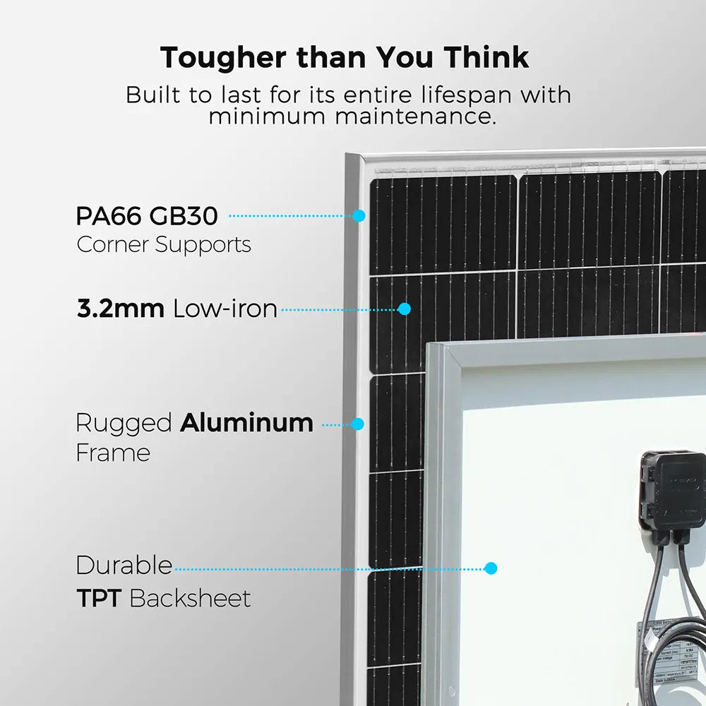 150W Monocrystalline Solar Panel 19.8V | Lightweight PET, IP67, Off-Grid RV & Boat — Wahooly 150W Monocrystalline Solar Panel | 19.8V PET Lightweight | 12V Battery Charging for RV, Boat, Caravan & Off-Grid