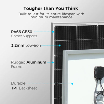150W Monocrystalline Solar Panel 19.8V | Lightweight PET, IP67, Off-Grid RV & Boat — Wahooly 150W Monocrystalline Solar Panel | 19.8V PET Lightweight | 12V Battery Charging for RV, Boat, Caravan & Off-Grid