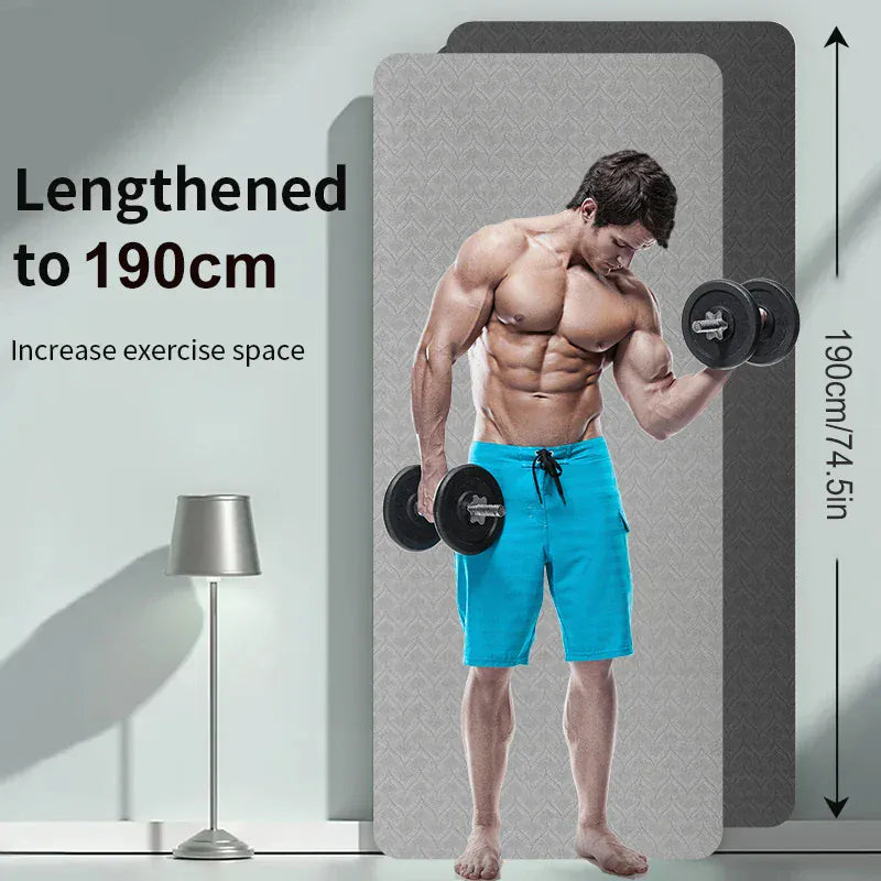 190CM Yoga Mat High Density Anti-Tear Exercise Mat Extra Long & Wide Non Slip Workout Mat with Carrying Strap for Sports Fitness 190CM Yoga Mat High Density Anti-Tear Exercise Mat Extra Long & Wide Non Slip Workout Mat with Carrying Strap for Sports Fitness