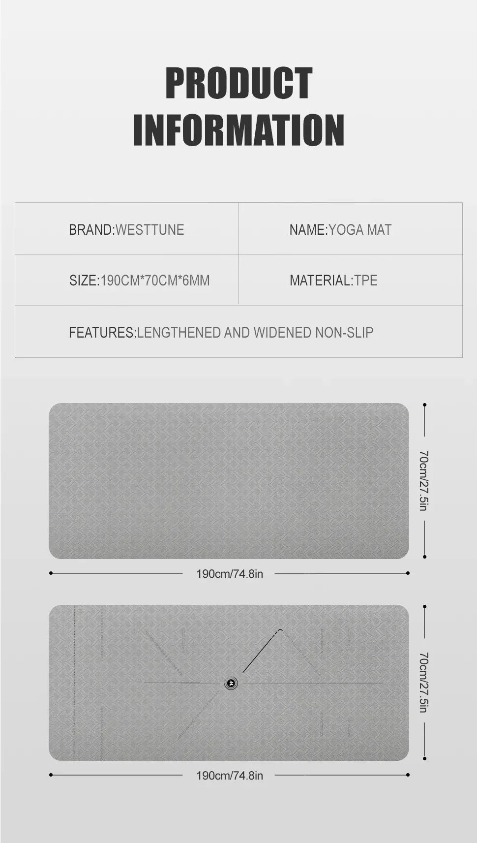 190CM Yoga Mat High Density Anti-Tear Exercise Mat Extra Long & Wide Non Slip Workout Mat with Carrying Strap for Sports Fitness 190CM Yoga Mat High Density Anti-Tear Exercise Mat Extra Long & Wide Non Slip Workout Mat with Carrying Strap for Sports Fitness