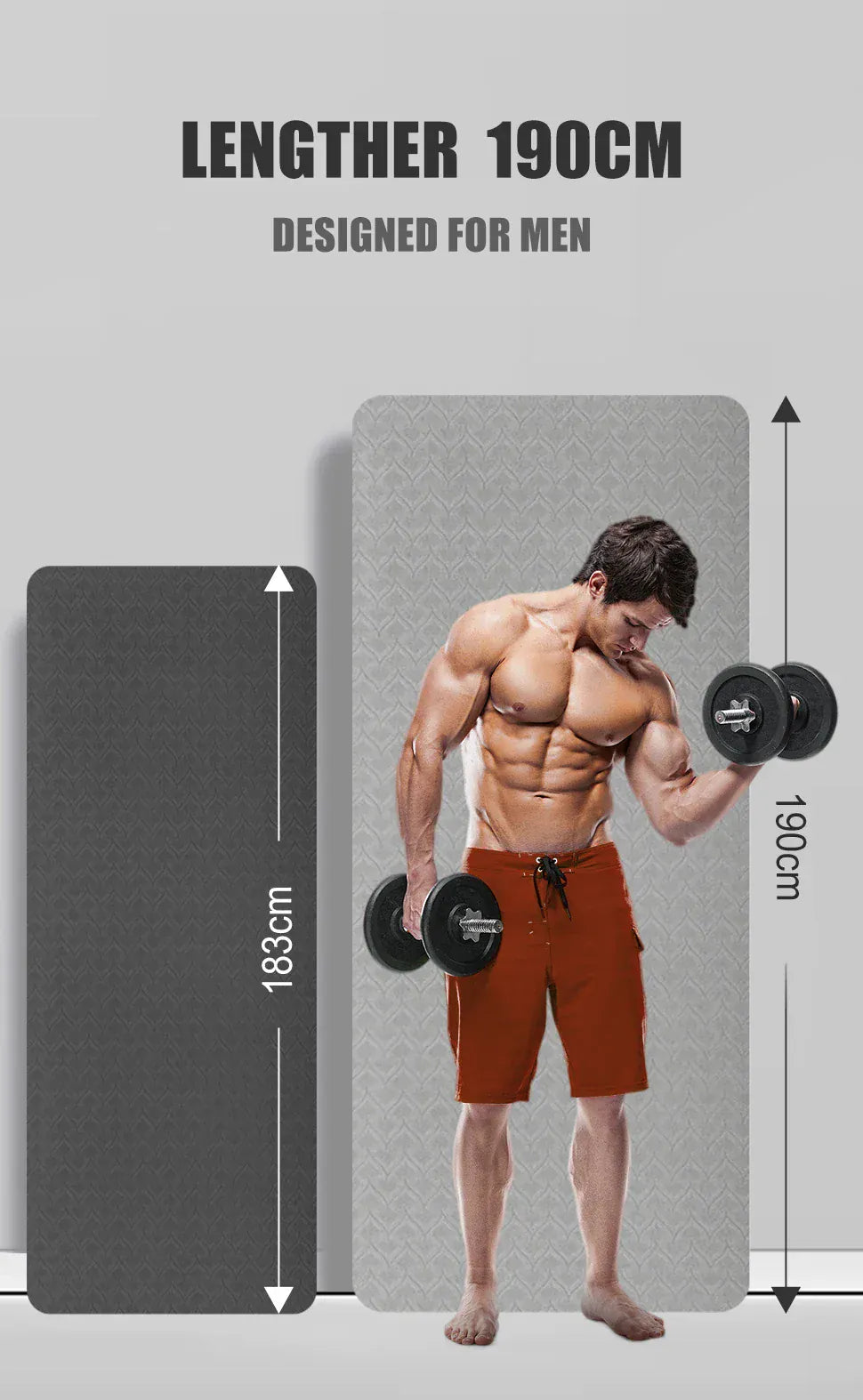 190CM Yoga Mat High Density Anti-Tear Exercise Mat Extra Long & Wide Non Slip Workout Mat with Carrying Strap for Sports Fitness 190CM Yoga Mat High Density Anti-Tear Exercise Mat Extra Long & Wide Non Slip Workout Mat with Carrying Strap for Sports Fitness