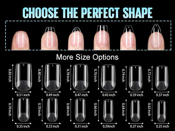 Acrylic Fake Nails 192pcs - Almond Oval Coffin Square | Wahooly 192 pieces of transparent acrylic fake nails, almond oval coffin square, suitable for nail art and home DIY nail making products