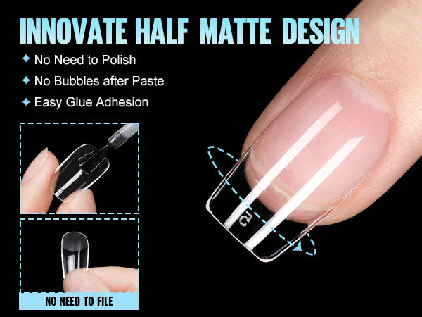 Acrylic Fake Nails 192pcs - Almond Oval Coffin Square | Wahooly 192 pieces of transparent acrylic fake nails, almond oval coffin square, suitable for nail art and home DIY nail making products