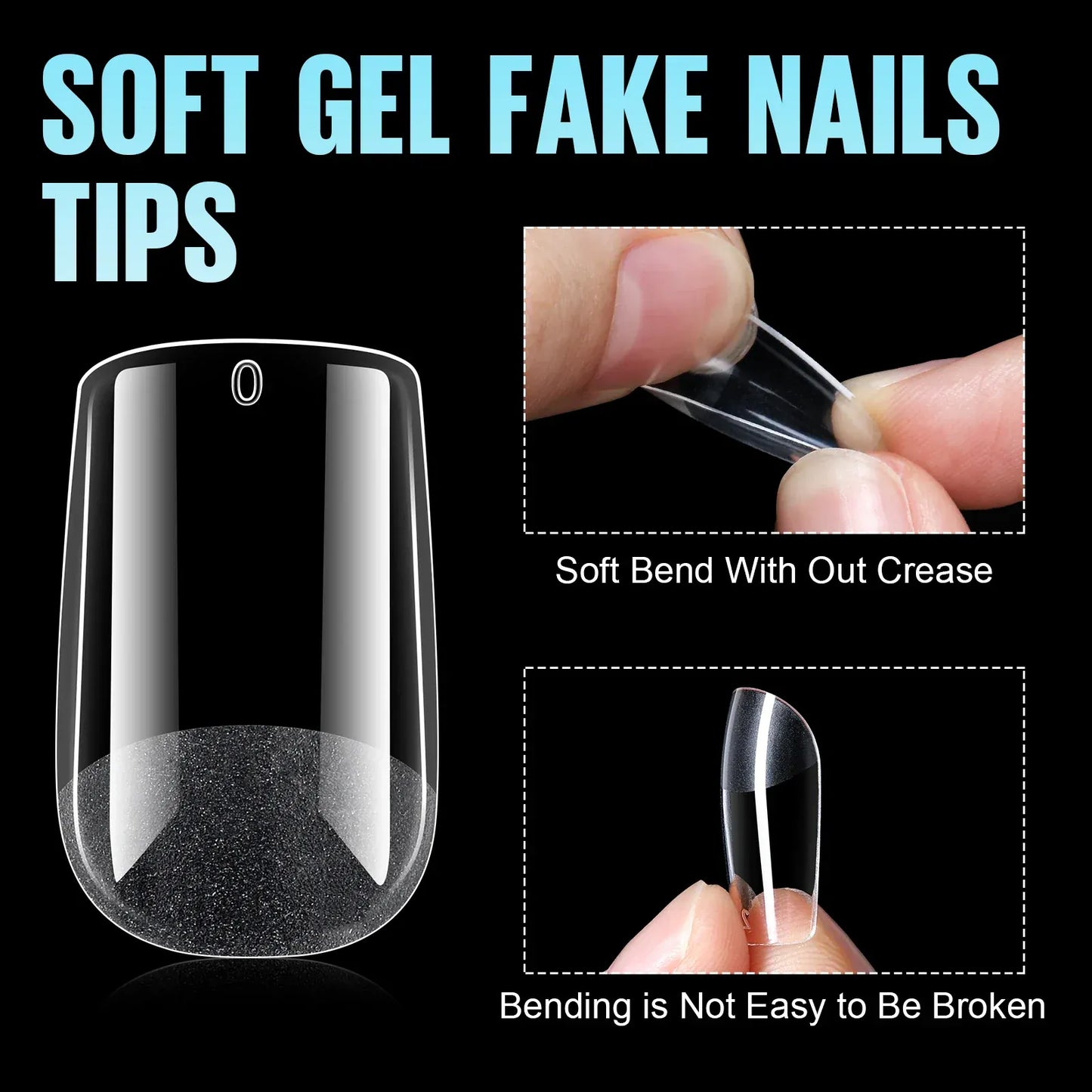 Acrylic Fake Nails 192pcs - Almond Oval Coffin Square | Wahooly 192 pieces of transparent acrylic fake nails, almond oval coffin square, suitable for nail art and home DIY nail making products