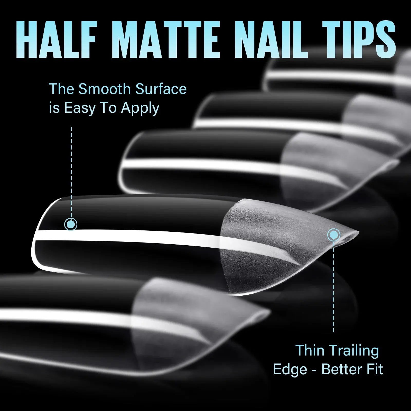 Acrylic Fake Nails 192pcs - Almond Oval Coffin Square | Wahooly 192 pieces of transparent acrylic fake nails, almond oval coffin square, suitable for nail art and home DIY nail making products