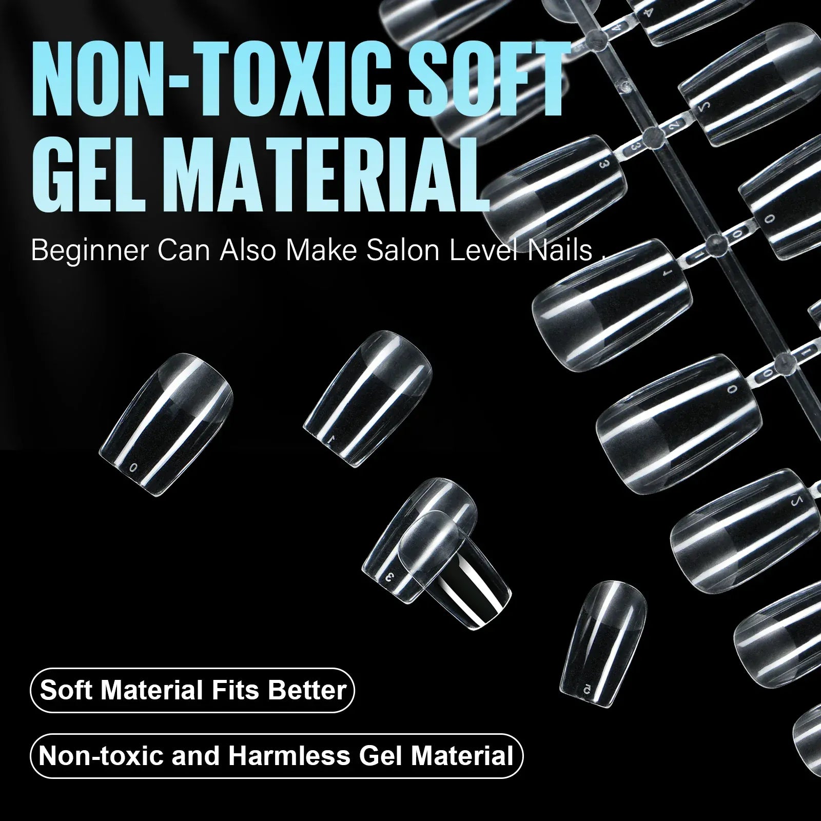 Acrylic Fake Nails 192pcs - Almond Oval Coffin Square | Wahooly 192 pieces of transparent acrylic fake nails, almond oval coffin square, suitable for nail art and home DIY nail making products