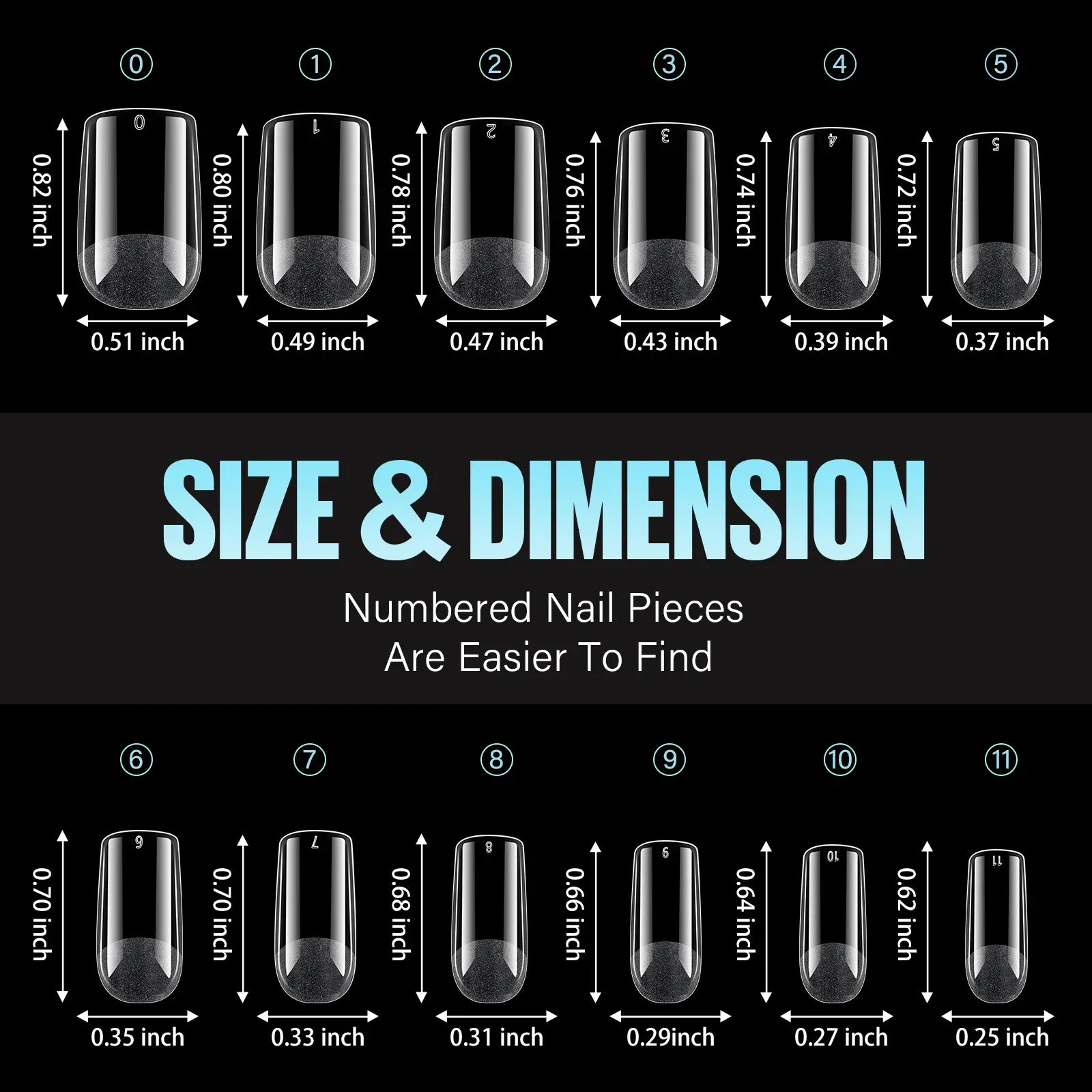 Acrylic Fake Nails 192pcs - Almond Oval Coffin Square | Wahooly 192 pieces of transparent acrylic fake nails, almond oval coffin square, suitable for nail art and home DIY nail making products