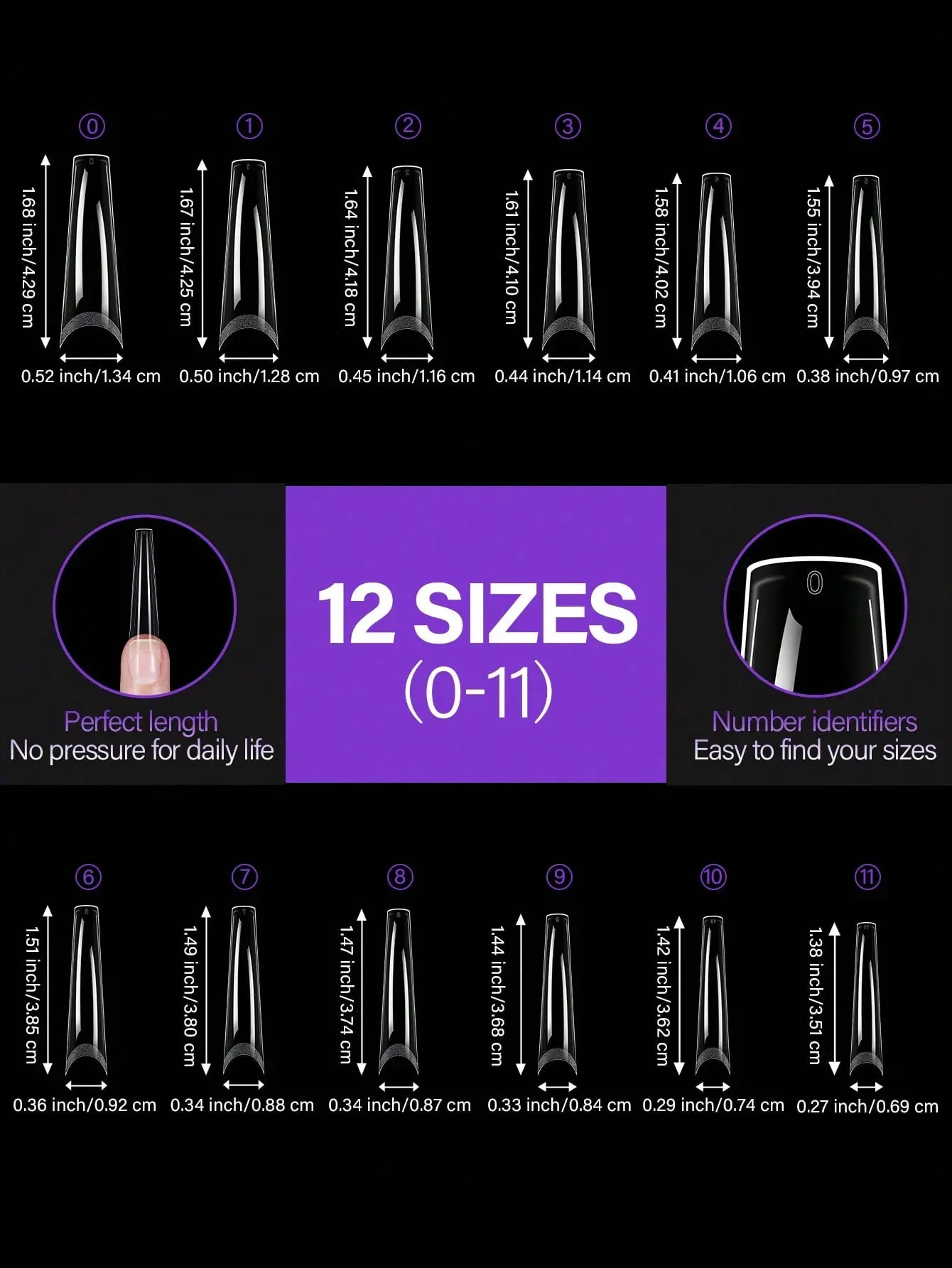 Acrylic Fake Nails 192pcs - Almond Oval Coffin Square | Wahooly 192 pieces of transparent acrylic fake nails, almond oval coffin square, suitable for nail art and home DIY nail making products