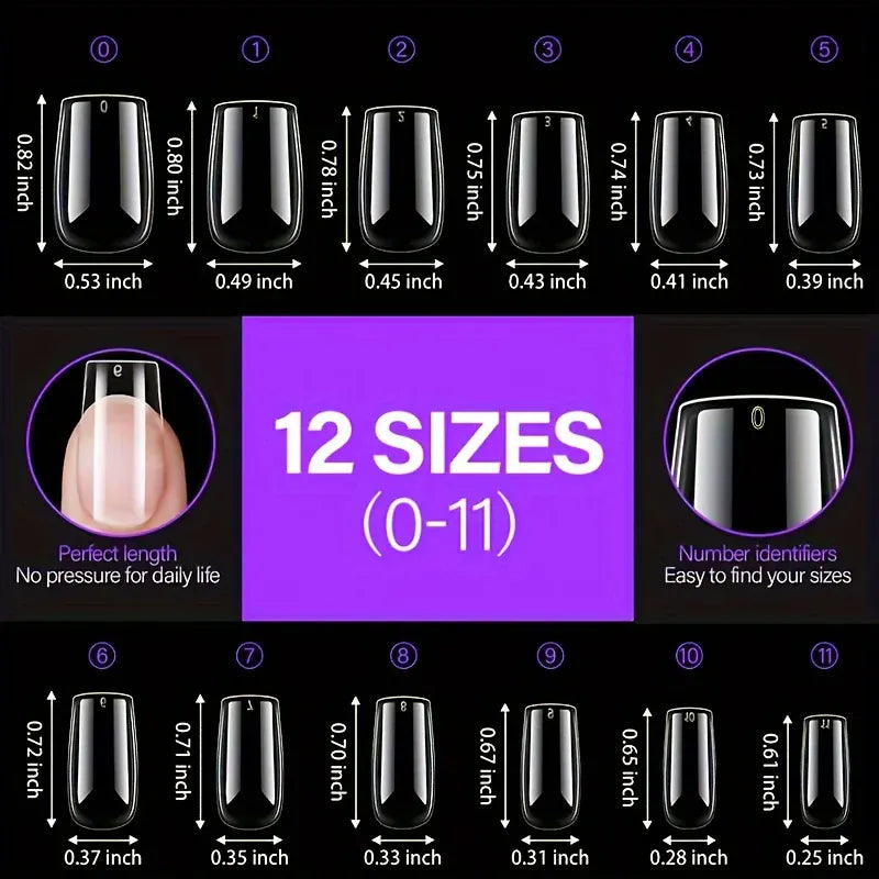 Acrylic Fake Nails 192pcs - Almond Oval Coffin Square | Wahooly 192 pieces of transparent acrylic fake nails, almond oval coffin square, suitable for nail art and home DIY nail making products