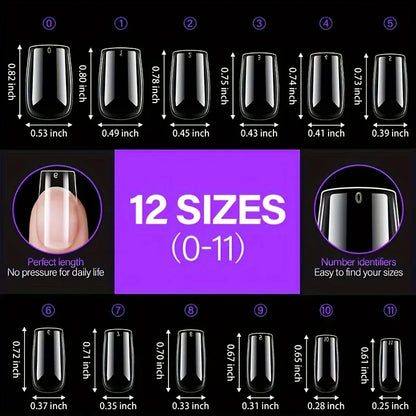 Acrylic Fake Nails 192pcs - Almond Oval Coffin Square | Wahooly 192 pieces of transparent acrylic fake nails, almond oval coffin square, suitable for nail art and home DIY nail making products